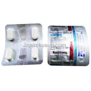 ビルツリー600, プラジカンテル 600mg, 4錠 X 2シート（8錠）, 製造元：Kachhela, シート