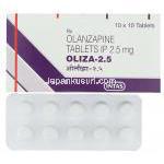 オランザピン(ジプレキサザイディス/ジプレキサジェネリック), Oliza, 2.5mg 錠 (Intas)