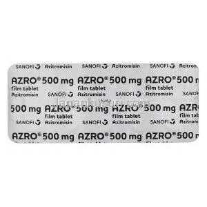 アズロ (アジスロマイシン) 500mg 錠剤裏面