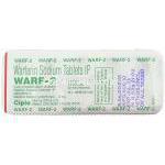 ワルファリン（ワーファリンジェネリック）, Warf-2, 2mg 錠 (Cipla) 包装裏面