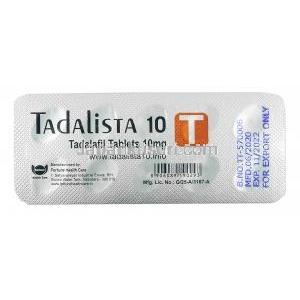 タダリスタ 10, タダラフィル10mg,  シート情報