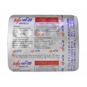 セーフレット (イソトレチノイン) 20mg 錠剤裏面