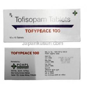 トフィピース 50, トフィソパム 50mg, PCHPL, 箱表面