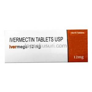 イベルメガ 12mg, イベルメクチン 12mg, 製造元:Demega Formulations, 箱表面