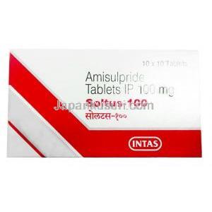 ソルタス,  アミスルプリド  100mg, 製造元：Intas Pharma, 箱表面