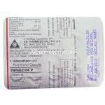 インドメタシン / アセトアミンフェン, Inmecin-P,  25MG/ 325MG カプセル (E.M. Pharma) 包装裏面