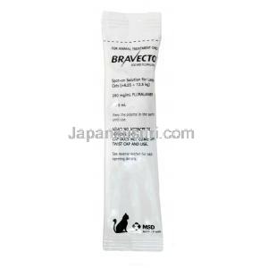 ブラベクトスポットオン,フルララネル500mg 大型猫用(6.25kg-12.5kg), 2ピペット X  1.79ml, 製造元MSD Animal Health,ピペット情報-1