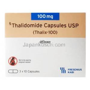 サリックス,  サリドマイド 100mg, カプセル,製造元： Fresenius Kabi,箱表面