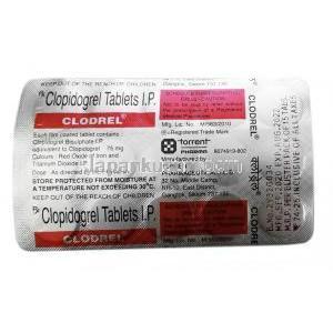 クロドレル, クロピドグレル 75mg,製造元： Unichem Laboratories, シート情報