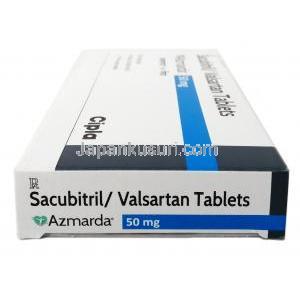 アズマルダ  50mg, サクビトリル 24mg, バルサルタン 26mg, 製造元：Cipla,箱側面