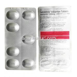 アズマルダ 200mg, サクビトリル 97mg/ バルサルタン103mg,製造元：Cipla,シート情報