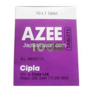 アジー, アジスロマイシン 1000mg, 製造元 Cipla, 箱側面