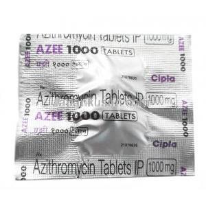 アジー, アジスロマイシン 1000mg, 製造元 Cipla, シート表面