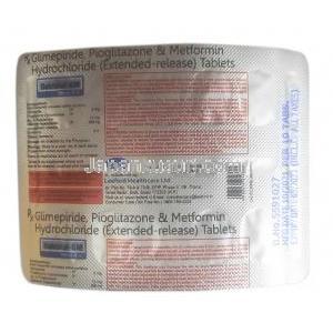 デビスタル GM,グリメピリド 2mg/ メトホルミン 500mg/ ピオグリタゾン 15mg, 製造元：Leeford Healthcare Ltd, シート情報