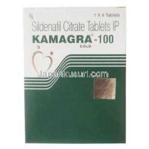 カマグラゴールド100, シルデナフィル 100mg, 製造元：Ajanta Pharma,箱表面