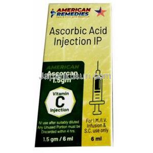 アスコルカン注射, アスコルビン酸1.5gm  注射, 製造元：American Remedies, 箱表面