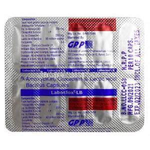 ラボクロックス LB ,アモキシシリン 250mg/クロキサシリン 250mg/ 乳酸菌 9000万個, 製造元：GPP, シート情報