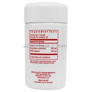 シャタバリ エキス, 500mg,60カプセル, 製造元:Gurusolve Naturals Inc, ボトル情報, 成分