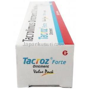 タクロズ フォルテ, タクロリムス  0.1% 軟膏 20g, 製造元：Glenmark, 箱側面