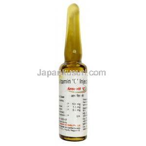 アルコビットC 注射,ビタミンC, 100mg, 5ml バイアル,製造元：Arco lifesciences pvt ltd,  バイアル情報