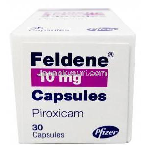 フェルデン,ピロキシカム10mg, カプセル, 製造元：Pfizer,箱上面