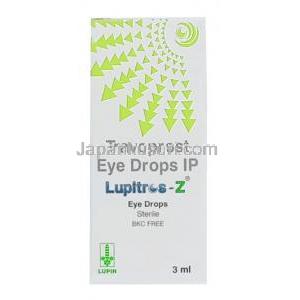 ルピトロス Z 点眼薬, トラボプロスト0.004% wv点眼薬 3mL, 製造元：Lupin, 箱表面