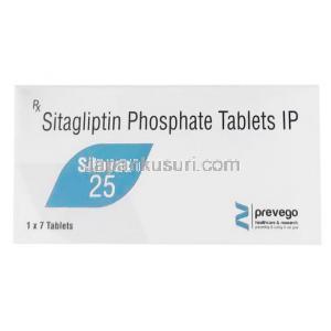 シタバック  25, シタグリプチン 25mg,  7 錠,  箱表面