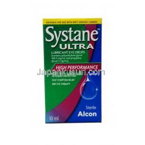 システインウルトラ 点眼液, ポリエチレングリコール 0.4%/ プロピレングリコール 0.3%, 点眼薬10mL, 製造元：Alcon Laboratories, 箱表面