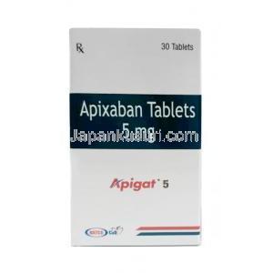 Apigat, Apixaban 5mg, 30tabs, Natco Pharma, Box front view