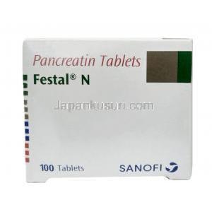 フェスタルN,パンクレアチン 212.5mg, 製造元：Sanofi India,箱側面