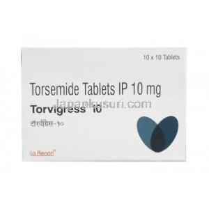 トルビグレス 10, トラセミド 10mg, 製造元：La Renon Healthcare, 箱表面