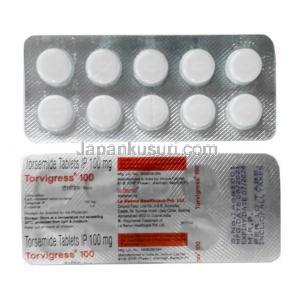 トルビグレス 100（新包装）, トラセミド 100mg, 製造元：La Renon Healthcare, シート表面, シート裏面