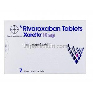 ザレルト  10mg, リバロキサバン 10mg, 製造元：Bayer Pharma, 箱表面