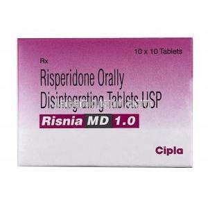 リスニア MD 4.0, リスペリドン 4 mg,錠剤, 製造元：Cipla, 箱表面