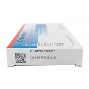 オルメテック プラス, オルメサルタン 20mg / ヒドロクロロチアジド 12.5mg,錠剤 製造元： Daiichi-Sankyo, 箱側面