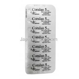 コララン,イバブラジン 5mg, 製造元：Serdia Pharmaceuticals, シート裏面