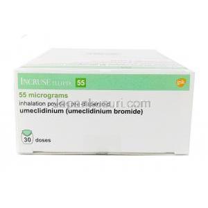 エンクラッセ インヘイラー,臭化ウメクリジニウム 55mcg, インヘイラー 30吸入回分,製造元：GSK, 箱情報, 成分