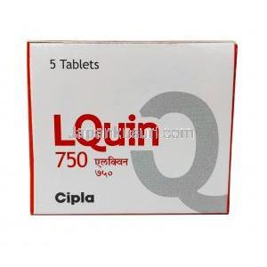 エルクイン 750, レボフロキサシン 750 mg, 製造元：Cipla, 箱表面