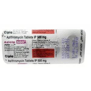 アジシップ 500, アジスロマイシン 500mg, 製造元：Cipla, シート情報