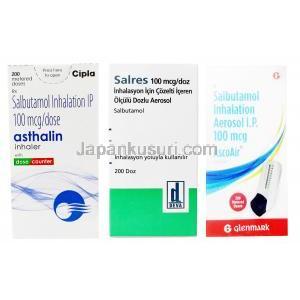 アスタリン Asthalin, サルブタモール 100mcg 200md 圧縮吸入剤 (Cipla)