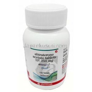 アビラプロ, アビラテロン 250 mg, 120 錠, 製造元：Glenmark, ボトル