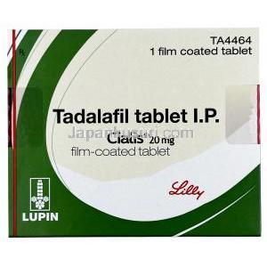 シアリス 20mg, タダラフィル 20mg, 製造元：Eli Lilly,箱表面