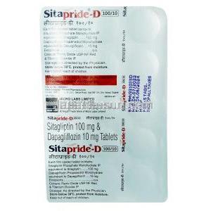 シタプリド D, ダパグリフロジン 10mg/ シタグリプチン 100mg , 製造元：Micro Labs Ltd, シート情報