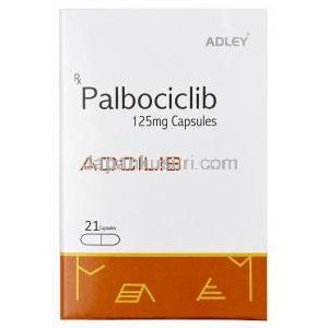 アドシリブ, パルボシクリブ 125mg, 21カプセル,製造元：Adley Formulations, 箱表面