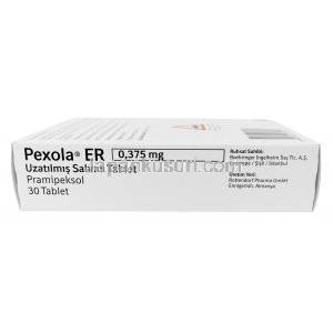 ペクソーラ ER, プラミペキソール 0.375mg, 製造元：Boehringer Ingelheim, 箱情報, 製造元