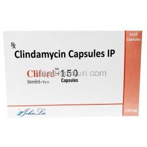 クリフォード, クリンダマイシン 150 mg, カプセル, 製造元：Johnlee Pharmaceuticals, 箱表面