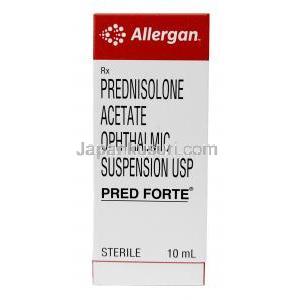 プレドフォルテ点眼薬, プレドニゾロン酢酸エステル 1%, 点眼薬 10mL, 製造元：Allergan, 箱表面