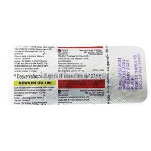 ニューベン OD,デスベンラファキシン 100mg, 製造元：Torrent Pharmaceuticals Ltd,シート情報