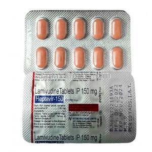 ヘプタビル, ラミブジン 150mg,10錠,製造元：Hetero Healthcare Ltd, シート