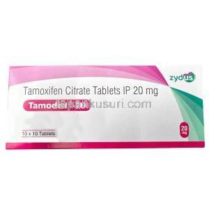 タモデックス 20, タモキシフェン 20mg, 製造元：Zydus, 箱表面